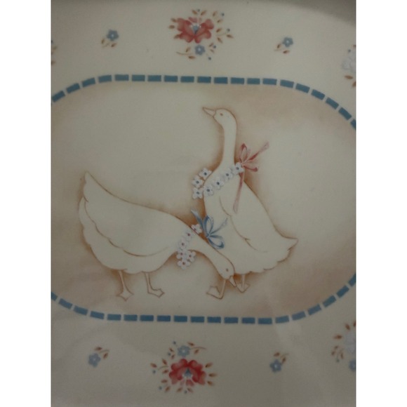 Corelle Corning Country Cornflower Goose Platter and Dinner Plates Set of 3 - Picture 3 of 9